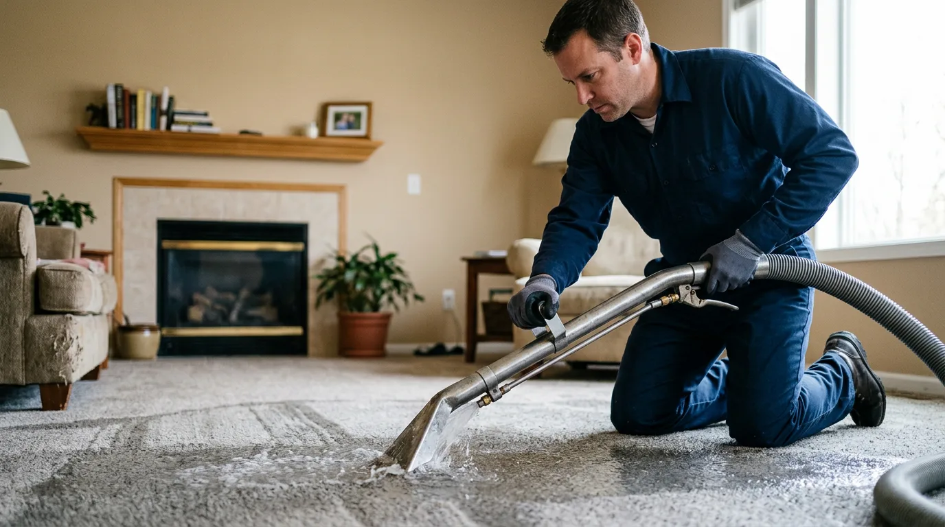 Water damage restoration technician working near Santa Claus, IN